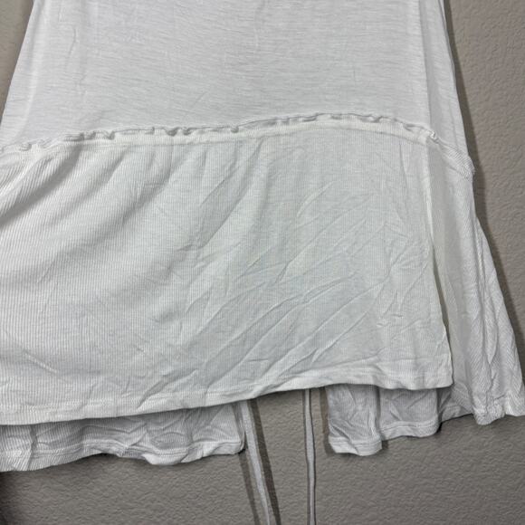 Feel The Piece Medium Elicia Wrap Back Tank Top White Scoop Neck Sleeves - Picture 5 of 7